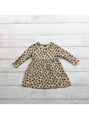 Old Navy Baby Girls Leopard Print Long Sleeve Dress 12-18 Months